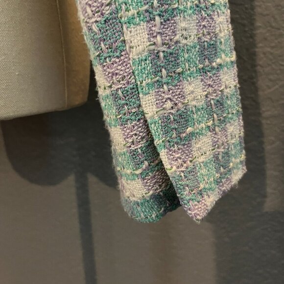 NWT ZARA Textured Plaid Cropped Blazer Jacket Bloggers Fav Turquoise & Lavender - Picture 8 of 16